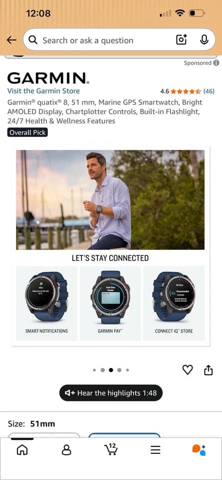 Garmin quatix 8 Smartwatches Blue 36mm New