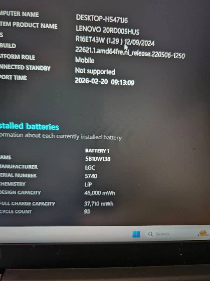 Lenovo ThinkPad E15 Gen 1 Computers 256GB 16GB Used - Good