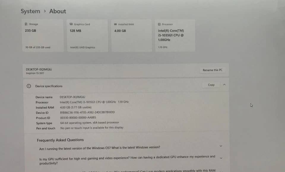 Dell Inspiron 3511 Computers 1TB 12GB New