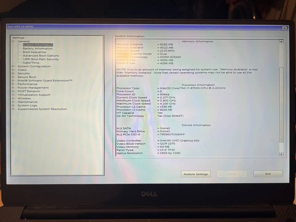 Dell XPS 15 9570 Computers 1TB 24GB Used - Good