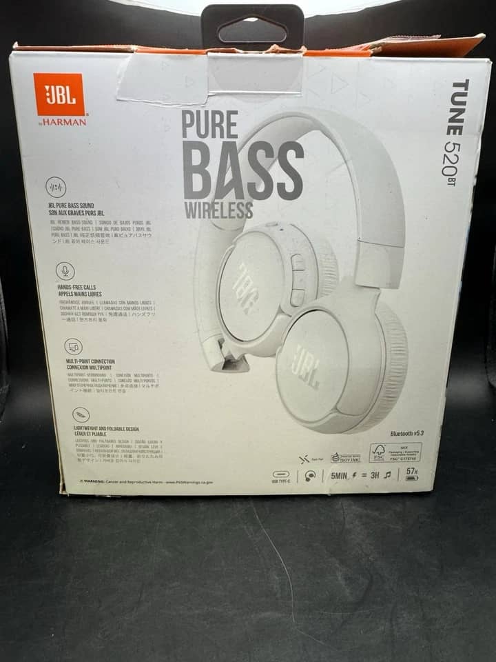 JBL JBLT520BTWHTAM Headphones & Earbuds Black New