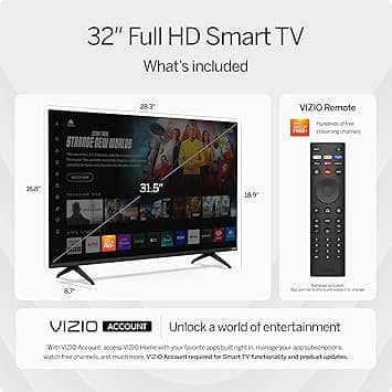VIZIO vfd32m-0807 TVs Black New
