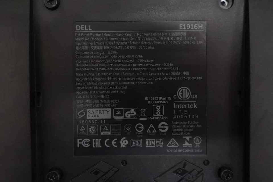 Dell E1916H Monitors Refurbished - Excellent