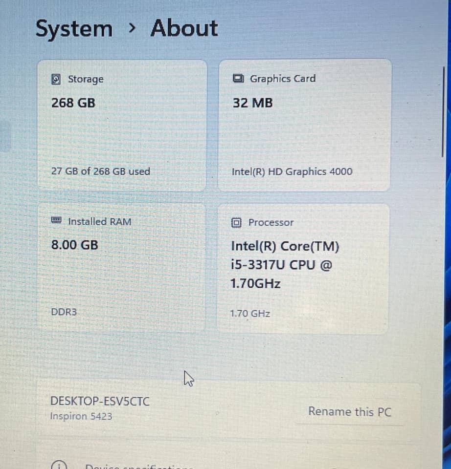 Dell Inspiron 14 5423 Computers 250GB 8GB Used - Good