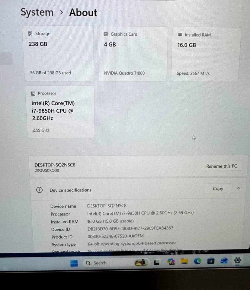 Lenovo ThinkPad P1 Gen 2 Computers 512GB 16GB Used - Good
