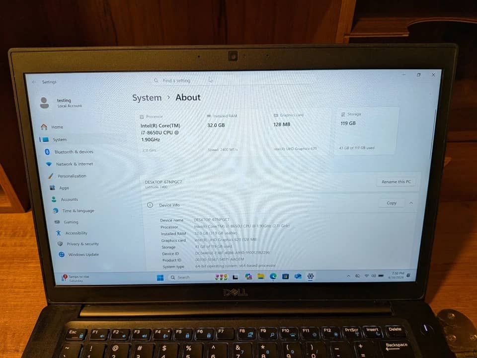 Dell Latitude 7490 Computers 1000GB 32GB Refurbished - Excellent