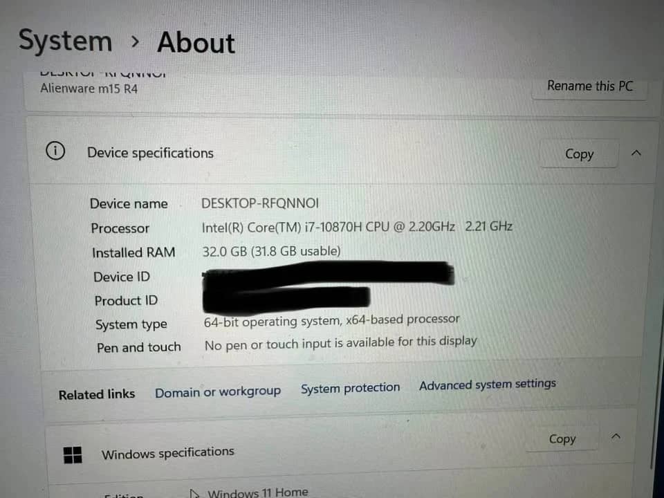 Dell Alienware m15 R4 Computers 1000GB 16GB Refurbished - Excellent