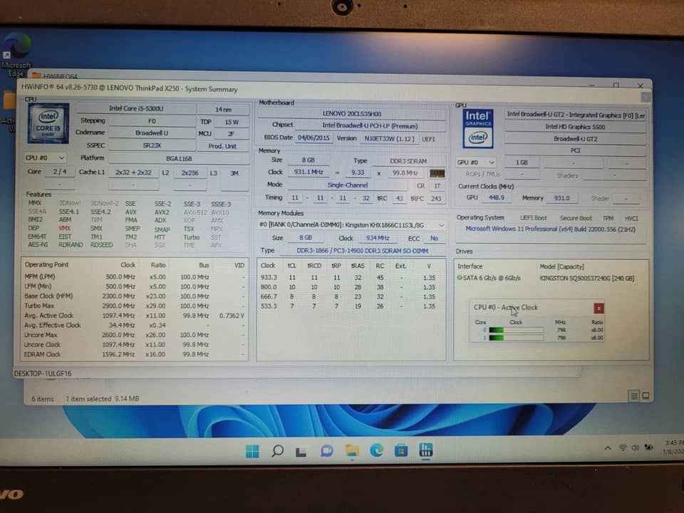 Lenovo ThinkPad X250 Computers 128GB 8GB Used - Good