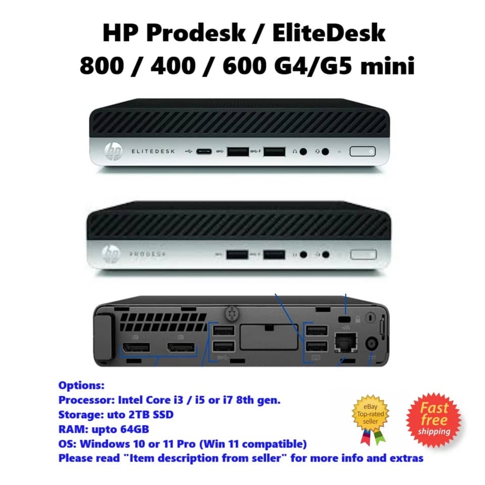 HP EliteDesk 800 G4 Computers 1000GB 32GB Refurbished - Excellent