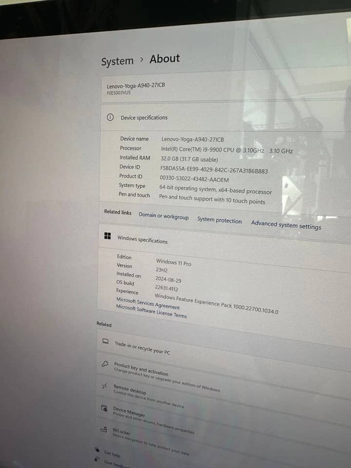 Lenovo Yoga Aio 27IAH10 Computers 1000GB 32GB Used - Like New