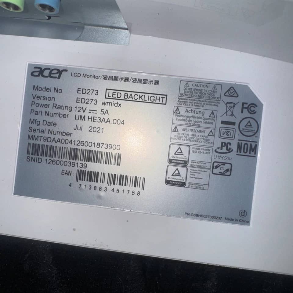 Acer ED273 Monitors Black New