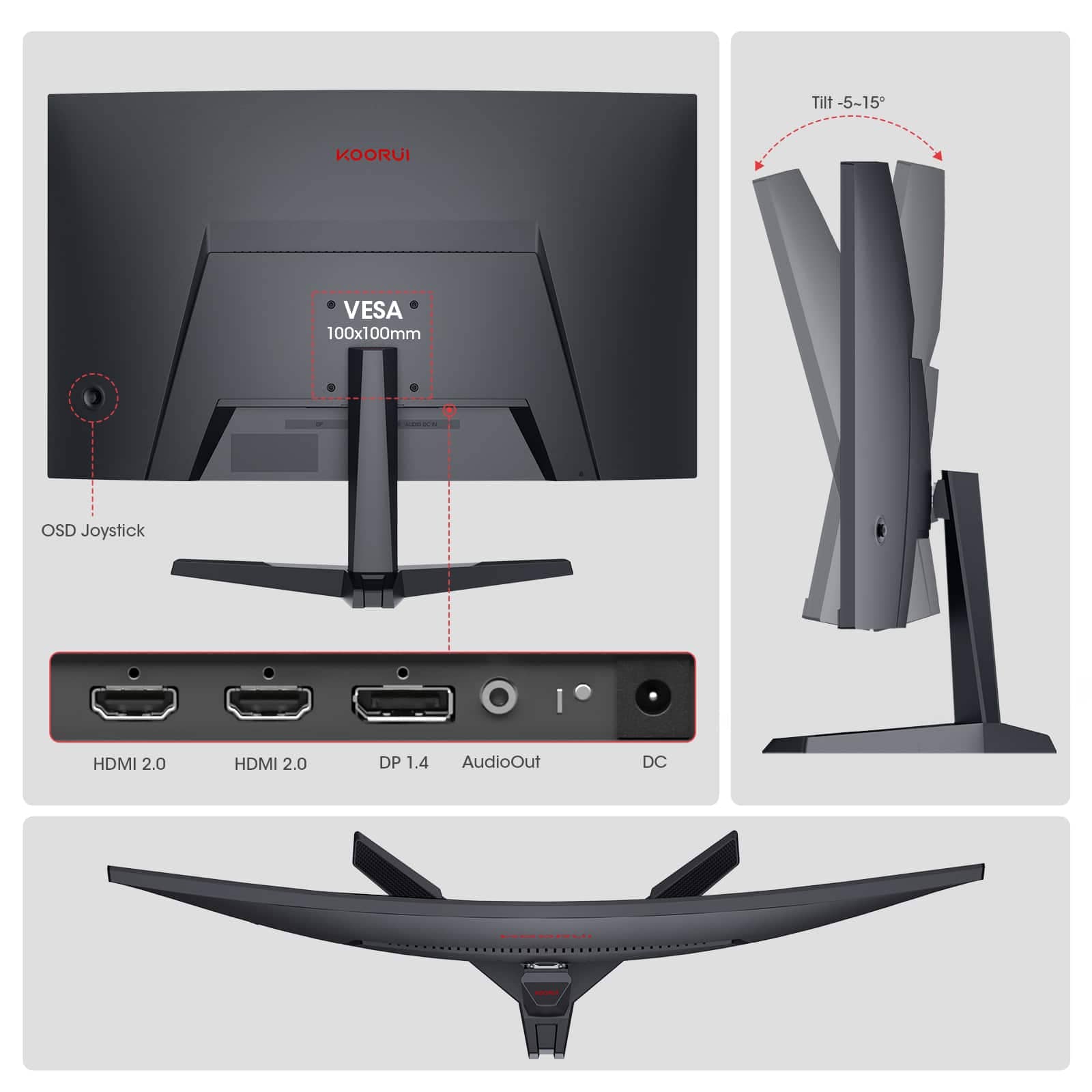 KOORUI 27E6CA Monitors Black New