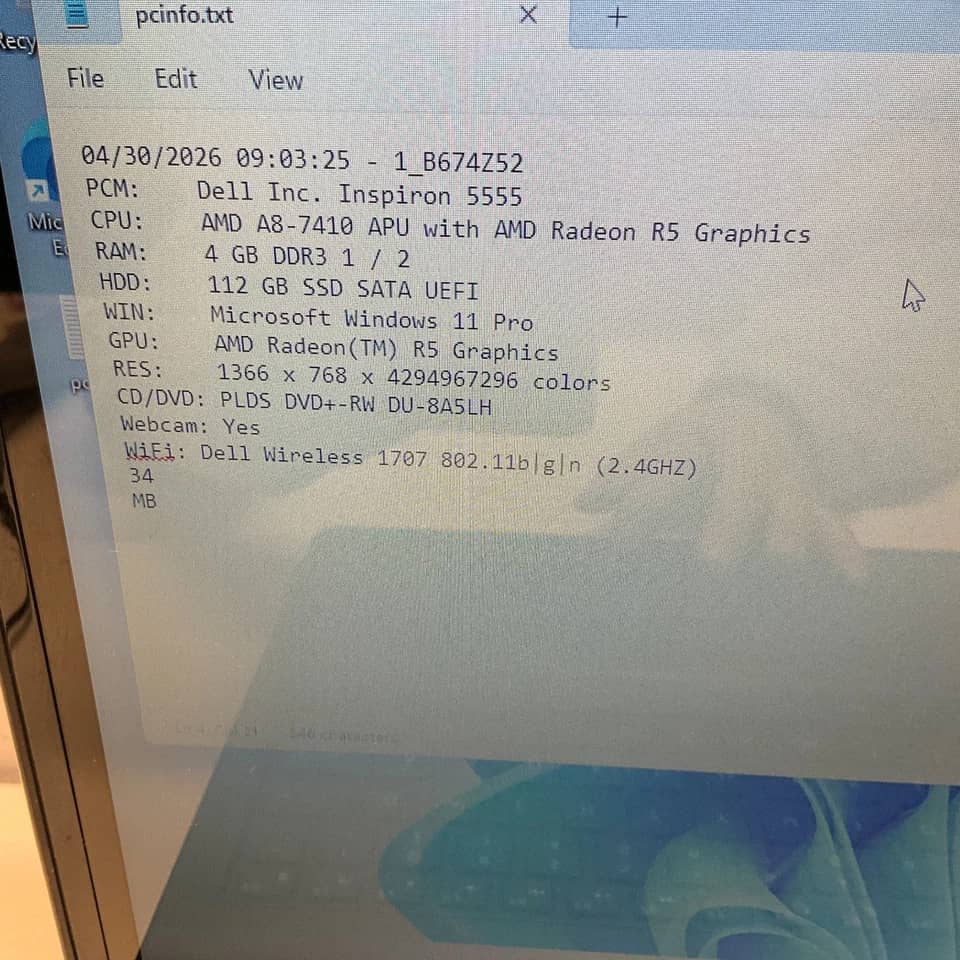 Dell Inspiron 5555 Computers 1TB 16GB For parts or not working