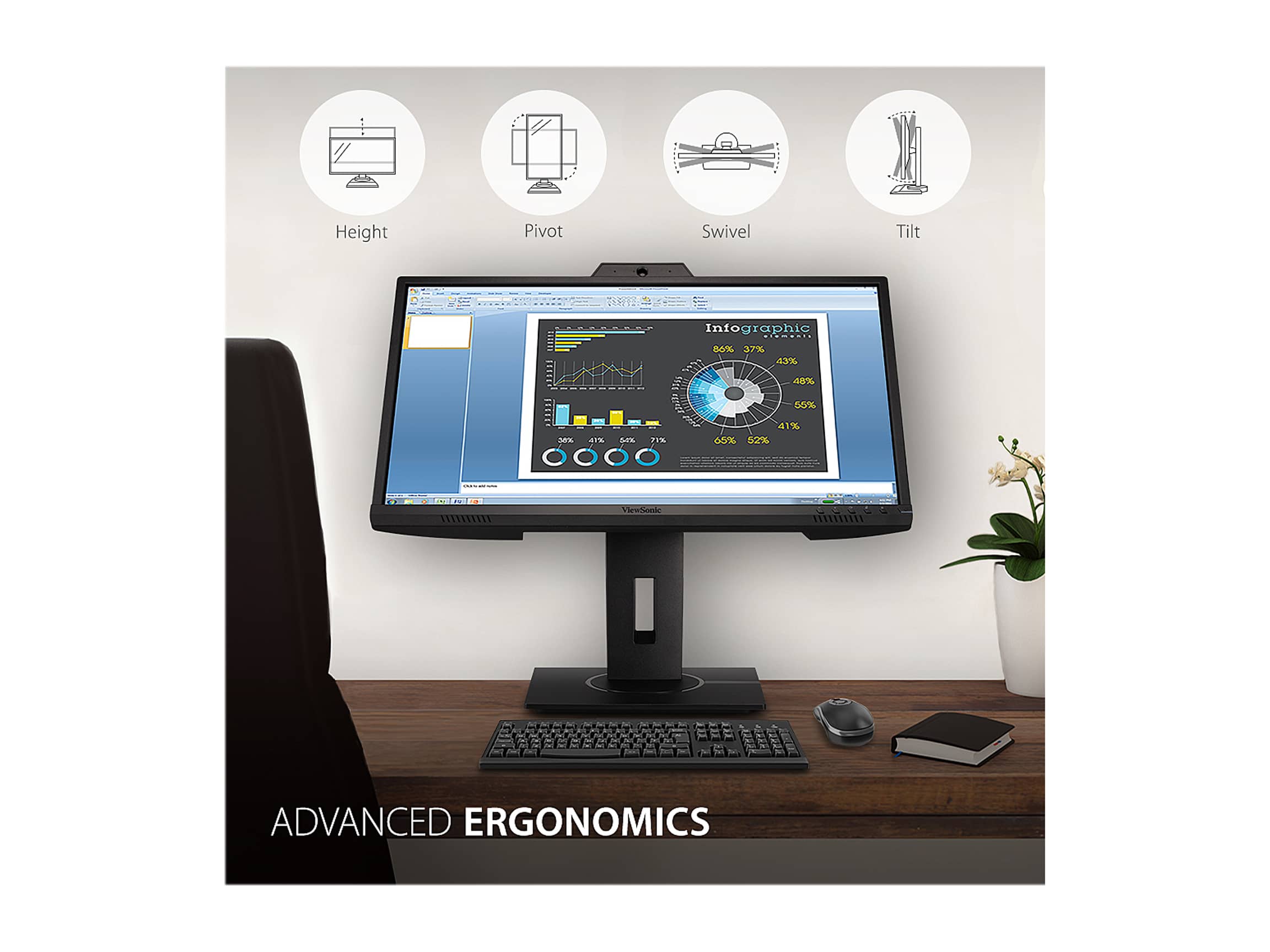 ViewSonic VG2440V Monitors Black New