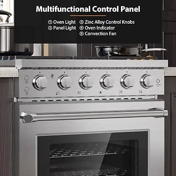 Empava with True Convection, 4.55 Cu. Ft Oven, 18,000 BTU Power Burner Gas Ranges New