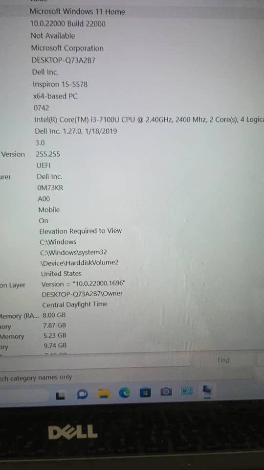 Dell Inspiron 5578 Computers 240GB 8GB Used - Good