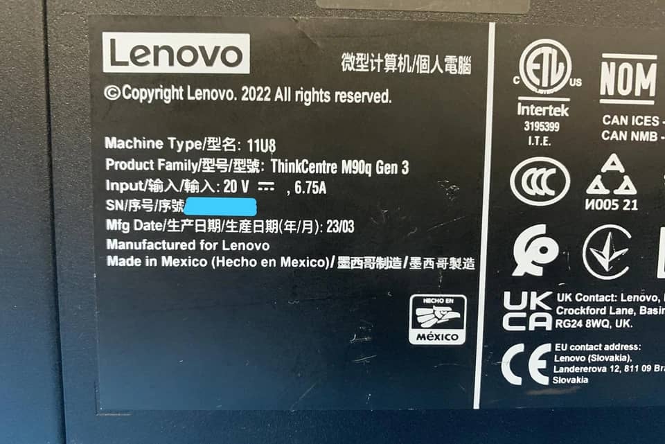 Lenovo ThinkCentre M90Q Gen 3 Computers 512GB 16GB New