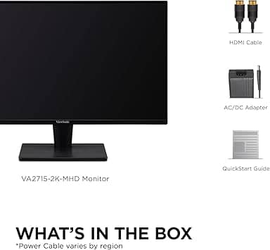 ViewSonic VA2715-2K-MHD Monitors Black New