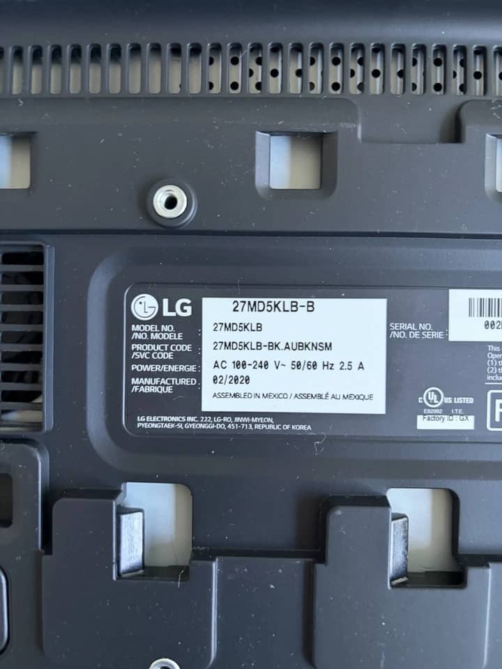 LG 27MD5KLB Monitors Black For parts or not working