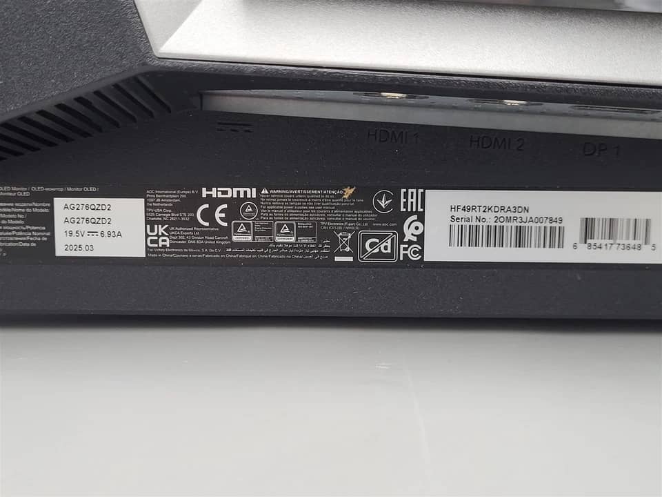 AOC AG276QZD2 Monitors Black New