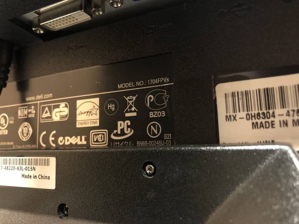 Dell 1704FPVS Monitors Black Used - Good