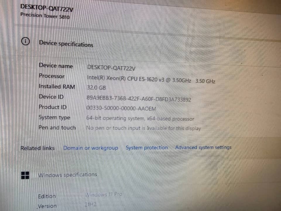 Dell Precision 5810 Computers 180GB 32GB Used - Good