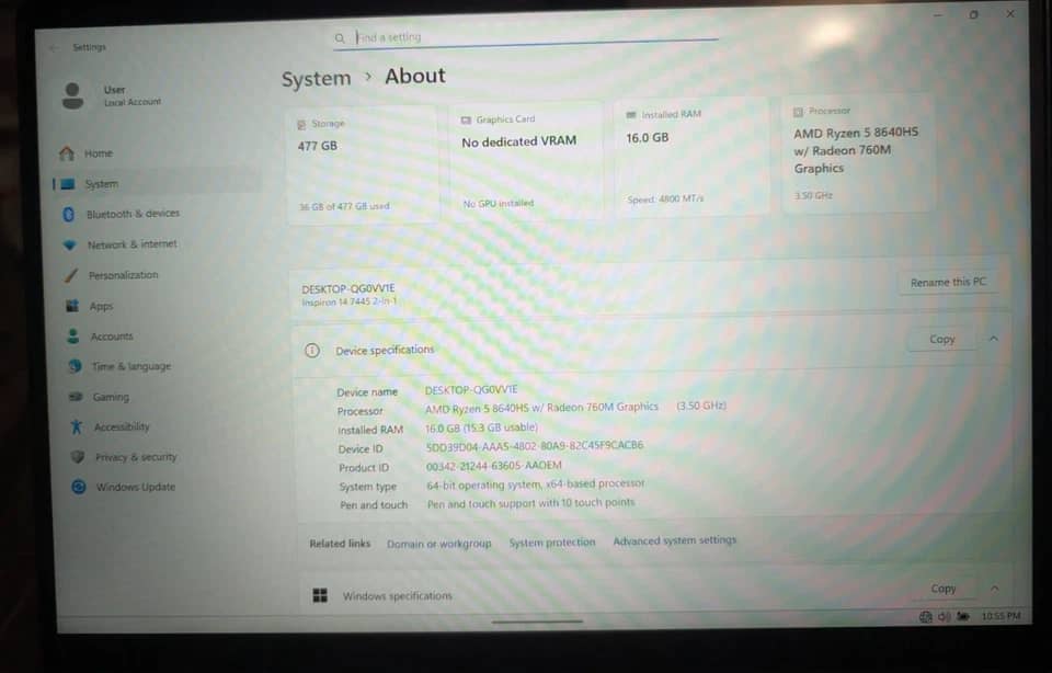 Dell Inspiron 7445 Computers 1TB 16GB Refurbished - Excellent
