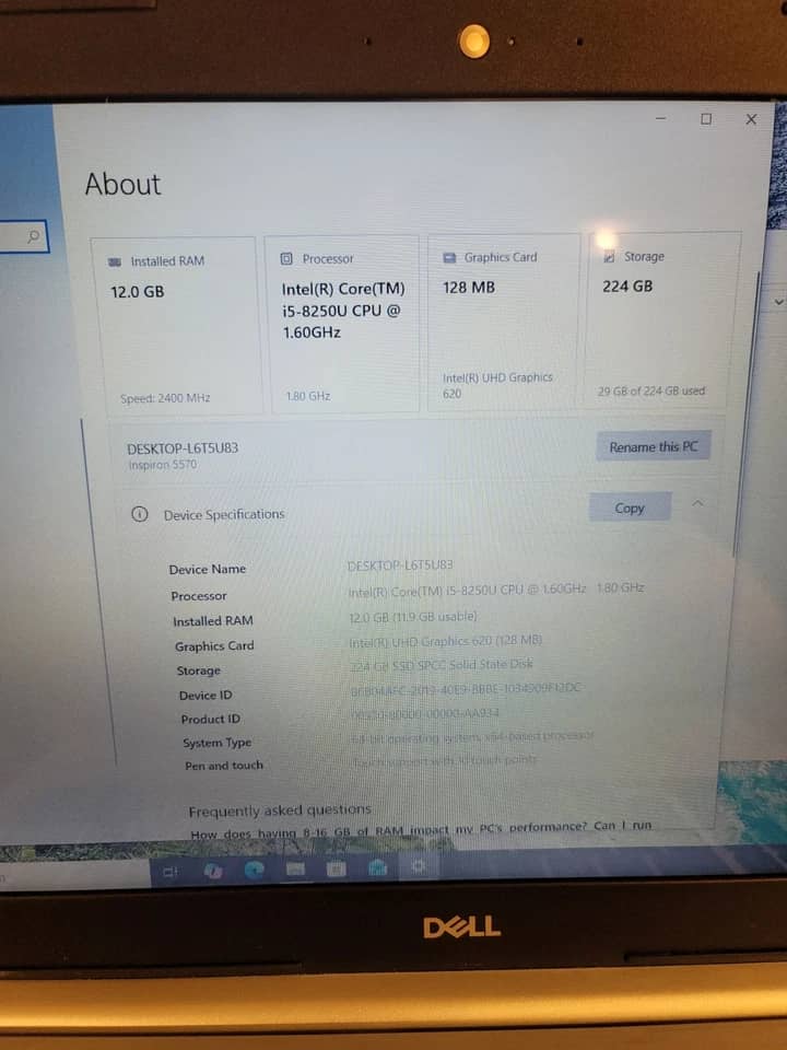 Dell Inspiron 15 5570 Computers 1TB 12GB Open-Box Excellent