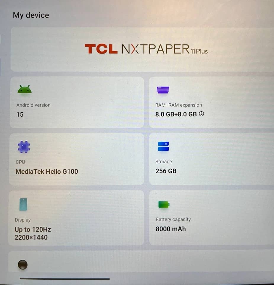 TCL NXTPAPER 11 Plus Tablets Black 256GB New