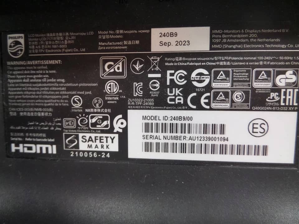 Philips 240B9 Monitors Black New