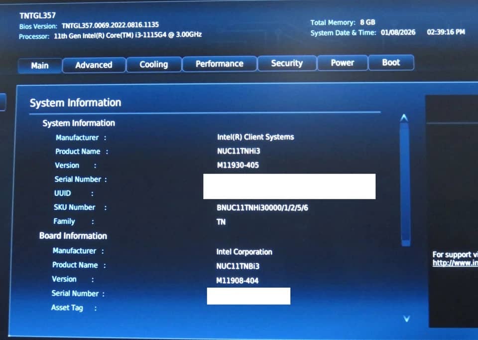 Intel NUC 11 Essential Kit Computers 256GB 8GB New