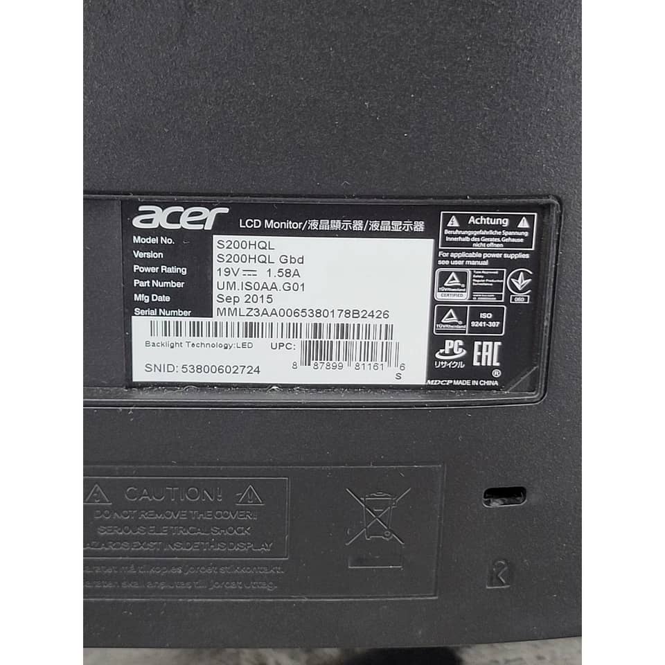 Acer S200HQLBD Monitors Black Used - Good
