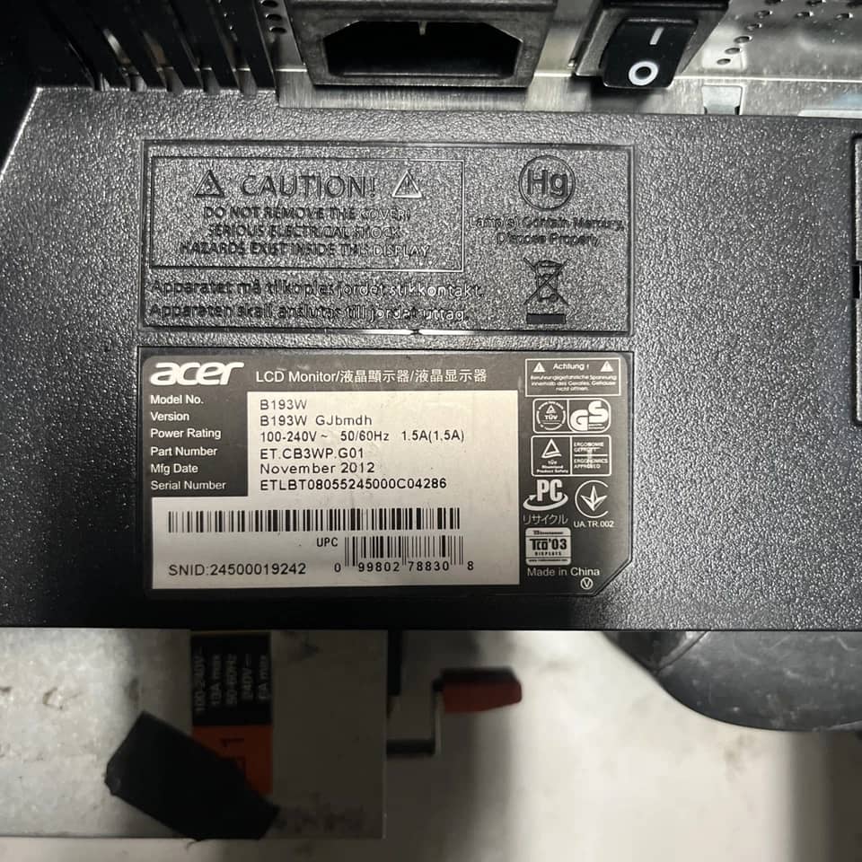 Acer B193 Monitors Black Used - Good
