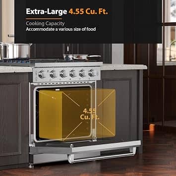 Empava with True Convection, 4.55 Cu. Ft Oven, 18,000 BTU Power Burner Gas Ranges New