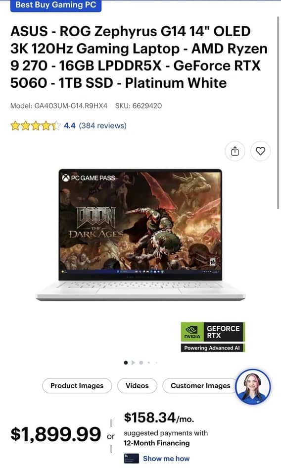 ASUS ROG Zephyrus GA403UM Computers 1000GB 16GB New