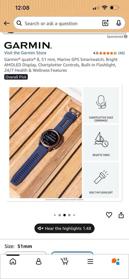 Garmin quatix 8 Smartwatches Blue 36mm New
