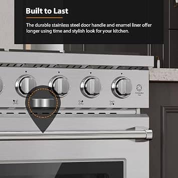 Empava with True Convection, 4.55 Cu. Ft Oven, 18,000 BTU Power Burner Gas Ranges New