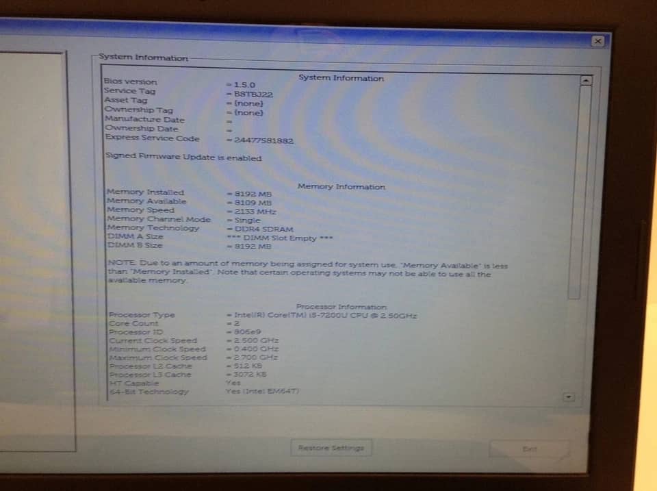 Dell Inspiron 5567 Computers 1TB 4GB Used - Good