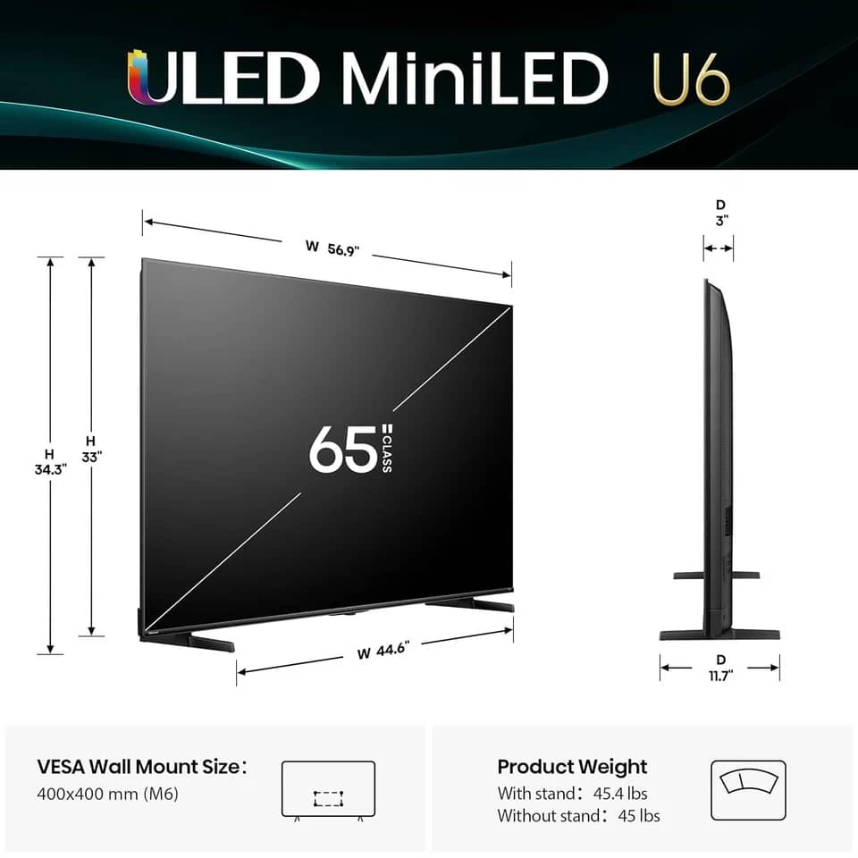 Hisense u6 fire tv TVs Black New