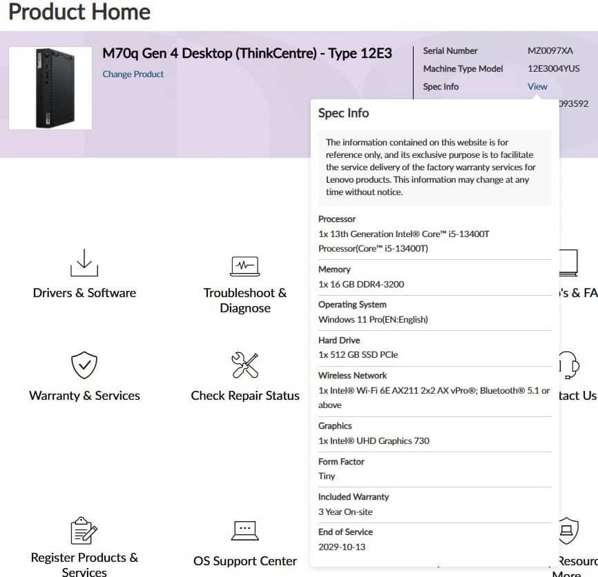 Lenovo ThinkCentre M70q Gen 4 Computers 256GB 8GB Refurbished - Excellent