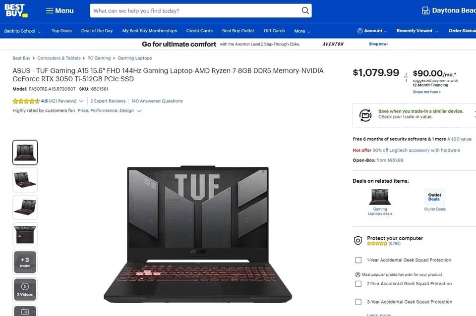 ASUS TUF Gaming A15 Computers 1TB 16GB New
