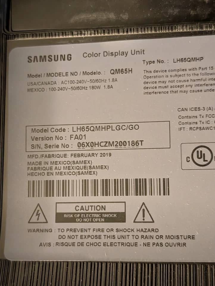 Samsung QM65C TVs Black New