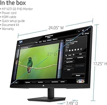 HP V27i G5 Monitors Black Refurbished - Excellent