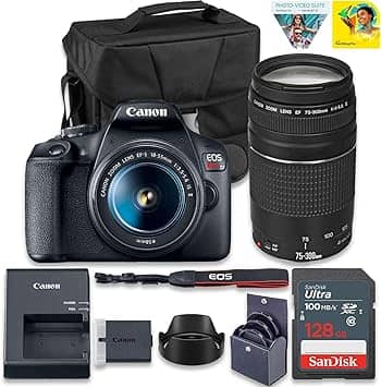 Canon EOS Rebel T7 Digital Cameras Black 18-55mm IS II Kit New