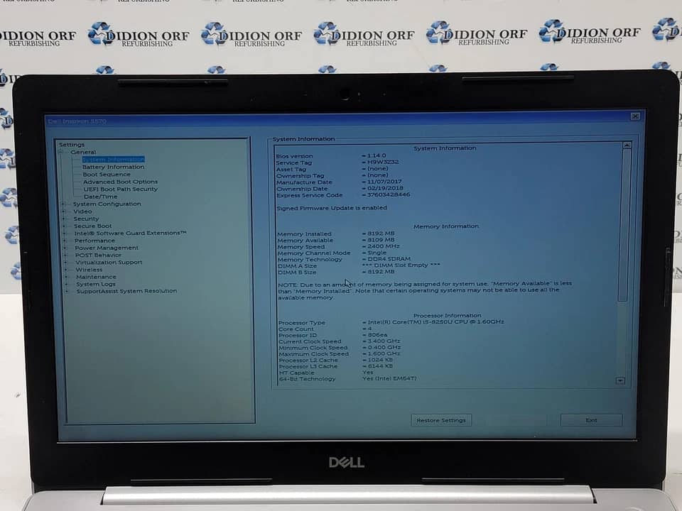 Dell Inspiron 5570 Computers 128GB 8GB Refurbished - Excellent