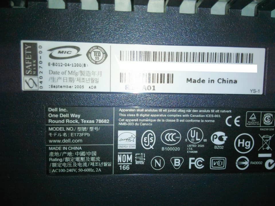 Dell E173FPS Monitors Black Used - Good