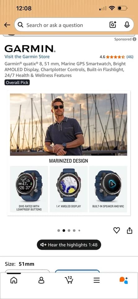 Garmin quatix 8 Smartwatches Blue 36mm New