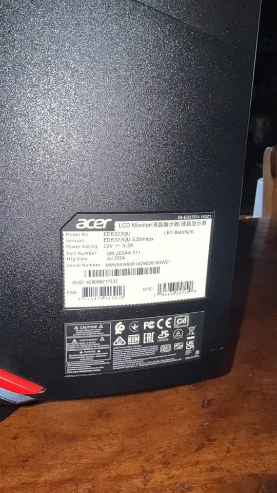 Acer EDB323QU Monitors Black New