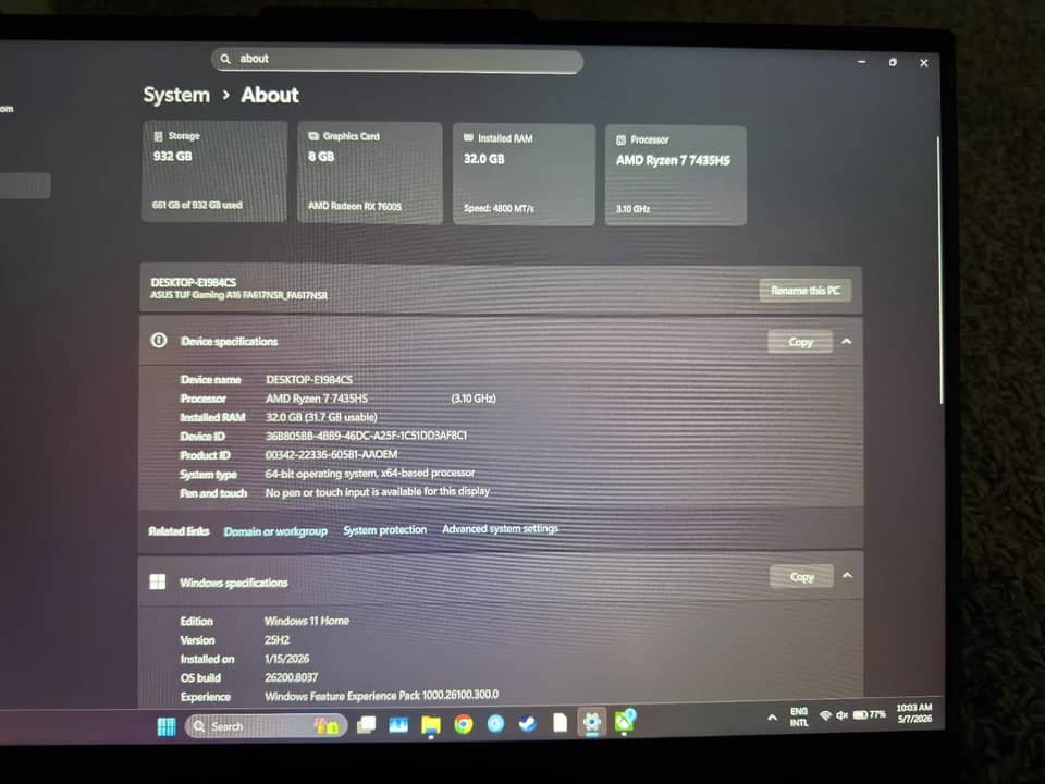 ASUS TUF FA617 Computers 2TB 32GB New