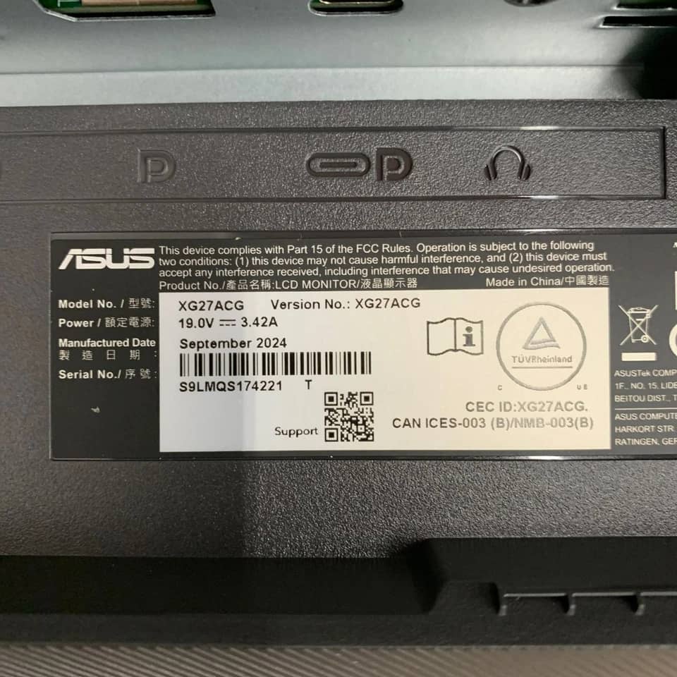 ASUS XG27ACG Monitors New